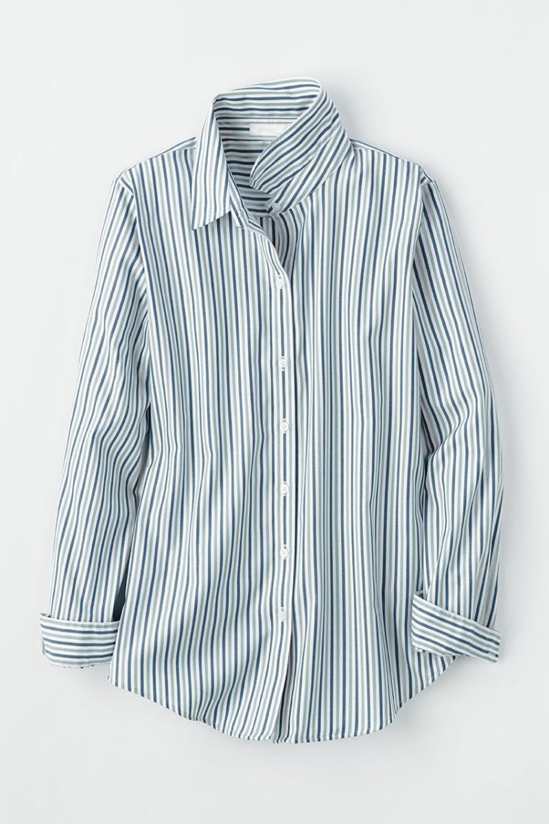 candy stripe no iron long sleeve shirt chalk blue 5 33194