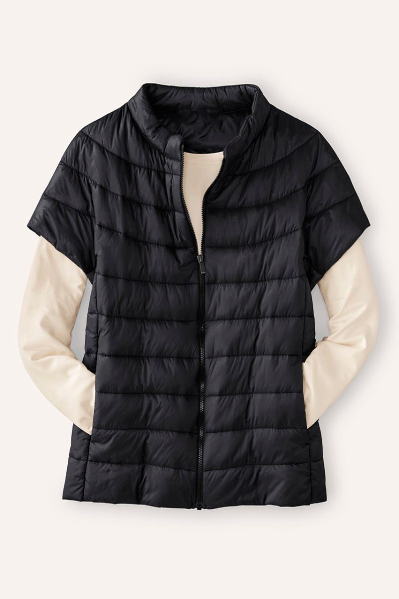 cap sleeve puffer vest black 0 02717