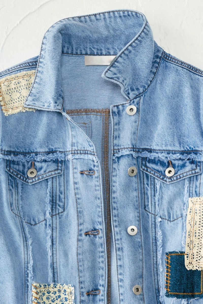 denim lace jacket light wash 1 89842