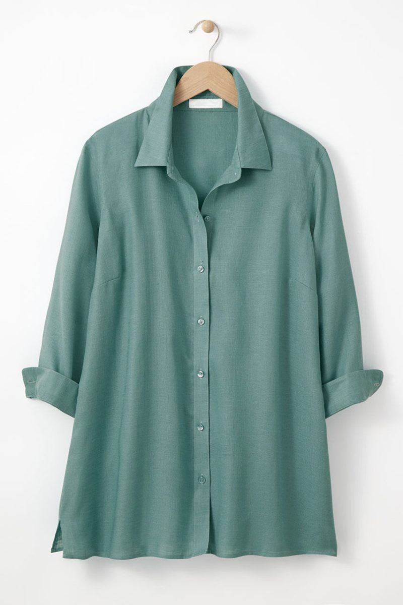 easy care linen big shirt agate 15 15082