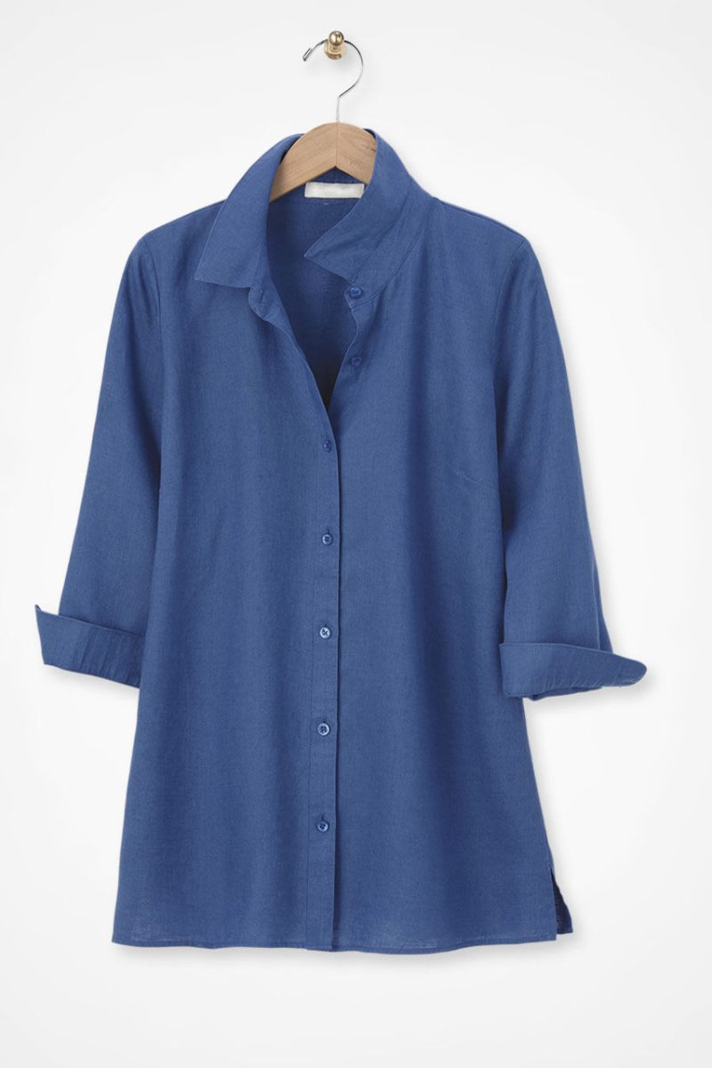 easy care linen big shirt blue indigo 4 74606