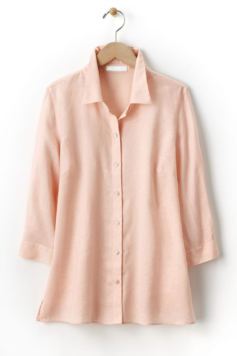 easy care linen big shirt pink charm 17 19667