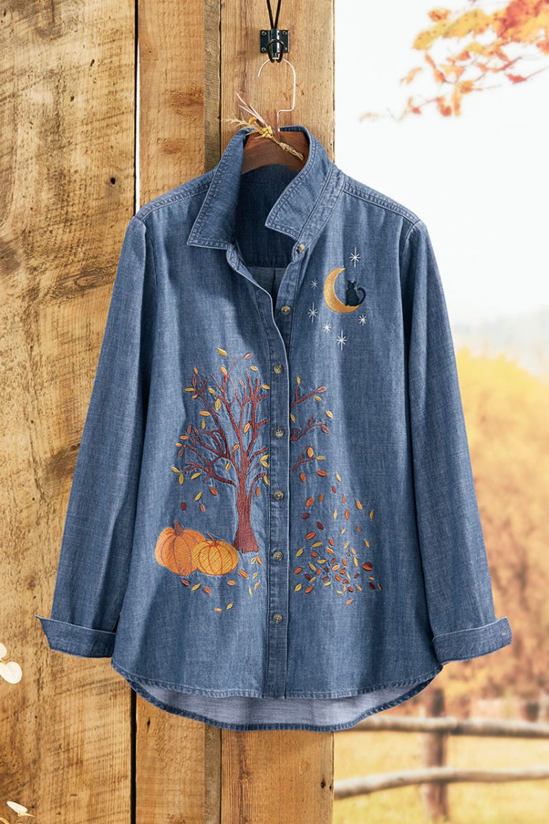 fall festival denim shirt medium wash 0 28405