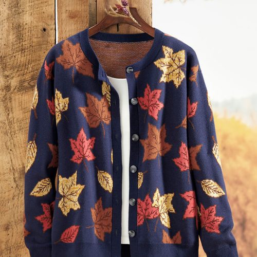 leaves in the breeze cardigan midnight navy multi 0 09635