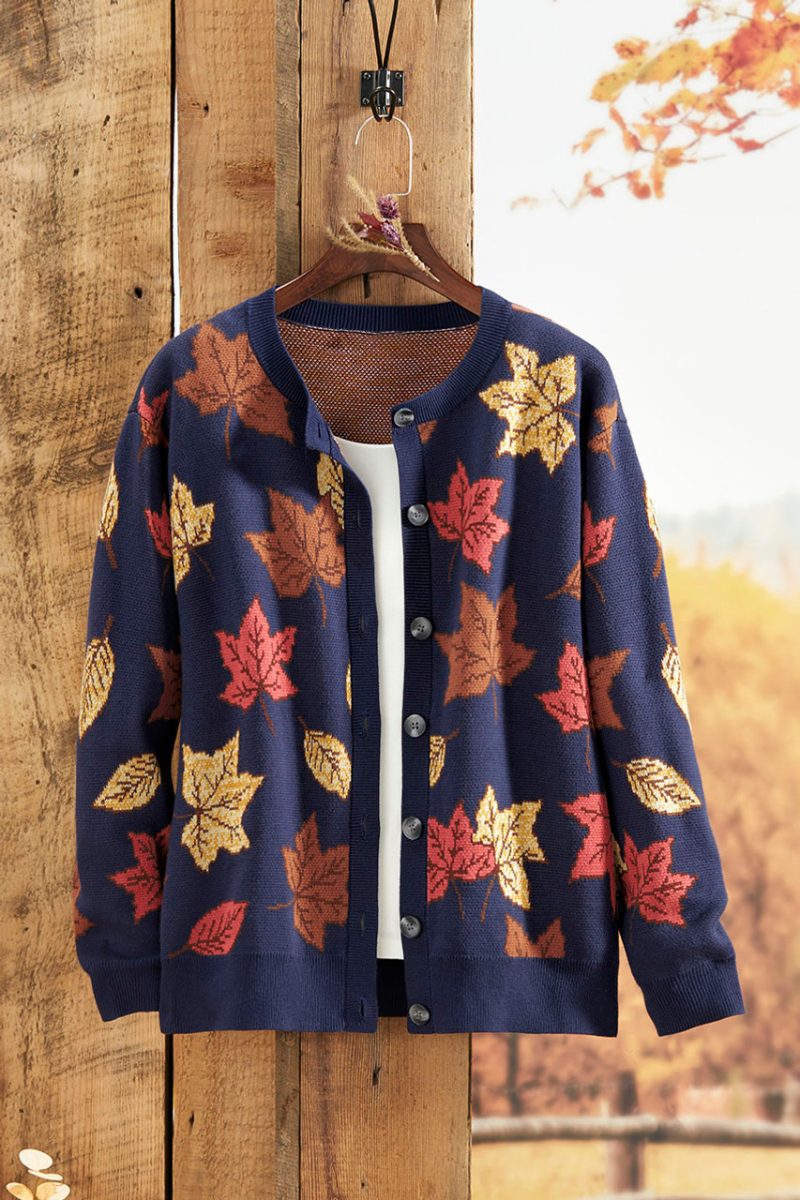 leaves in the breeze cardigan midnight navy multi 0 09635