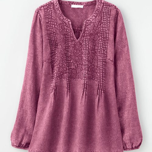 lorelai linen long sleeve blouse deep orchid 4 65384