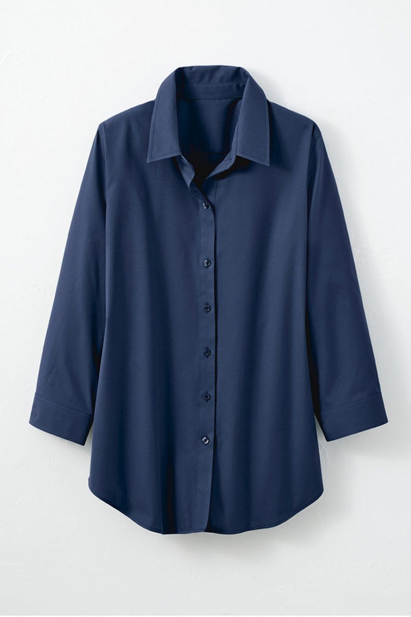 no iron 3 4 sleeve shirt midnight navy 21 18538