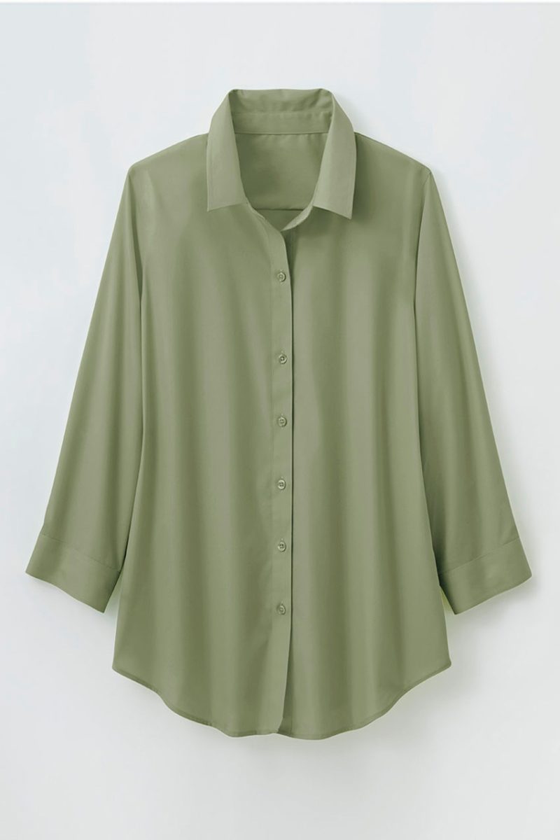 no iron 3 4 sleeve shirt thyme 9 79378