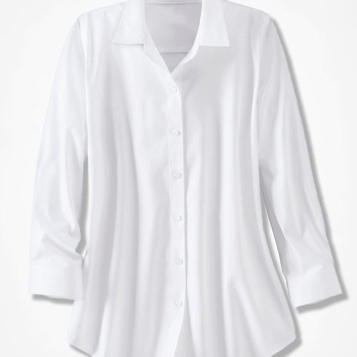 no iron 3 4 sleeve shirt white 3 16840