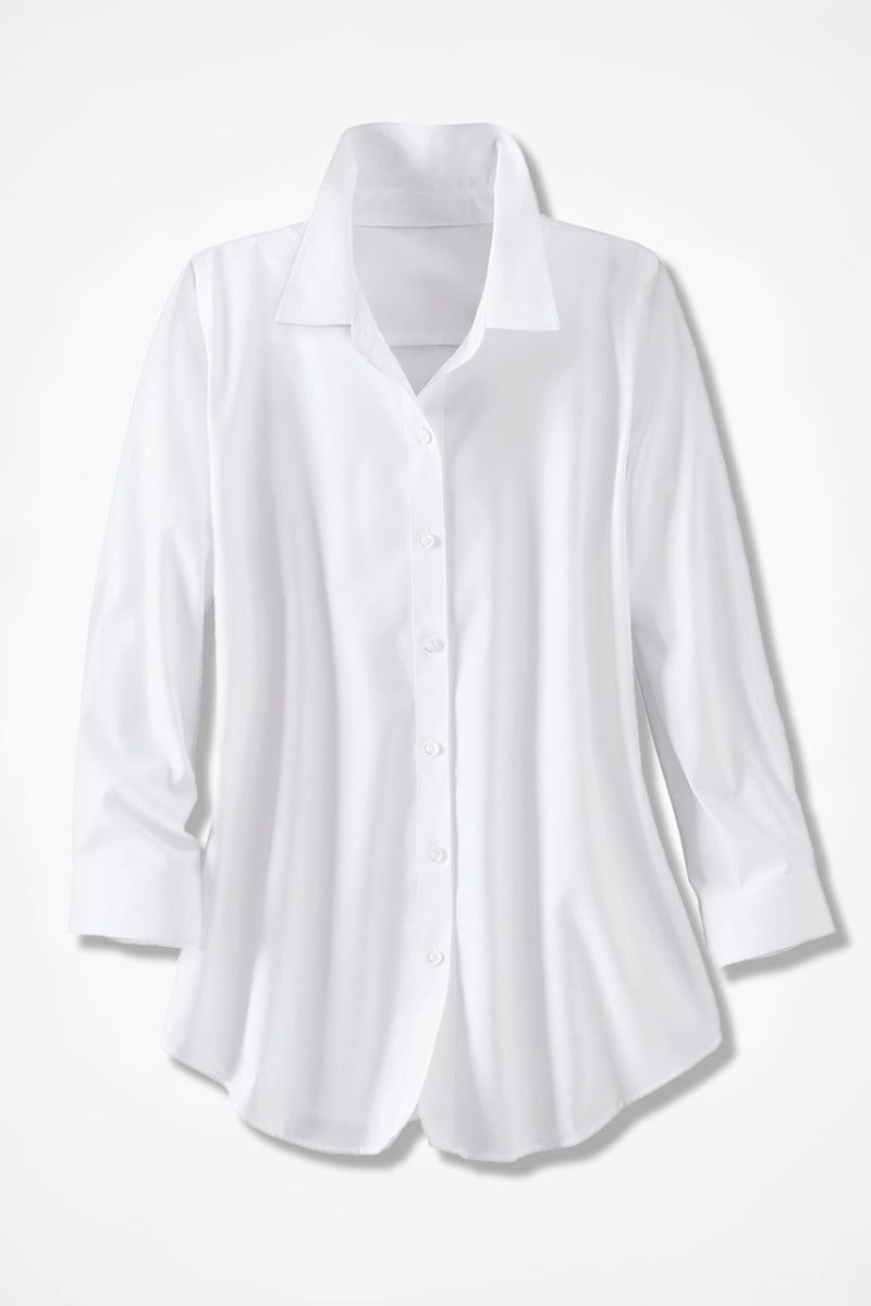 no iron 3 4 sleeve shirt white 3 16840