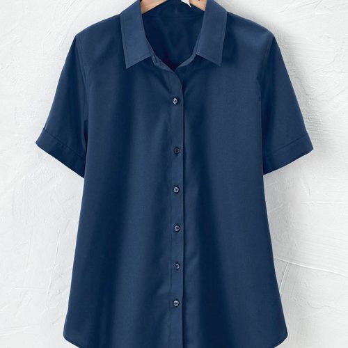 short sleeve stainstop no iron shirt midnight navy 6 52654