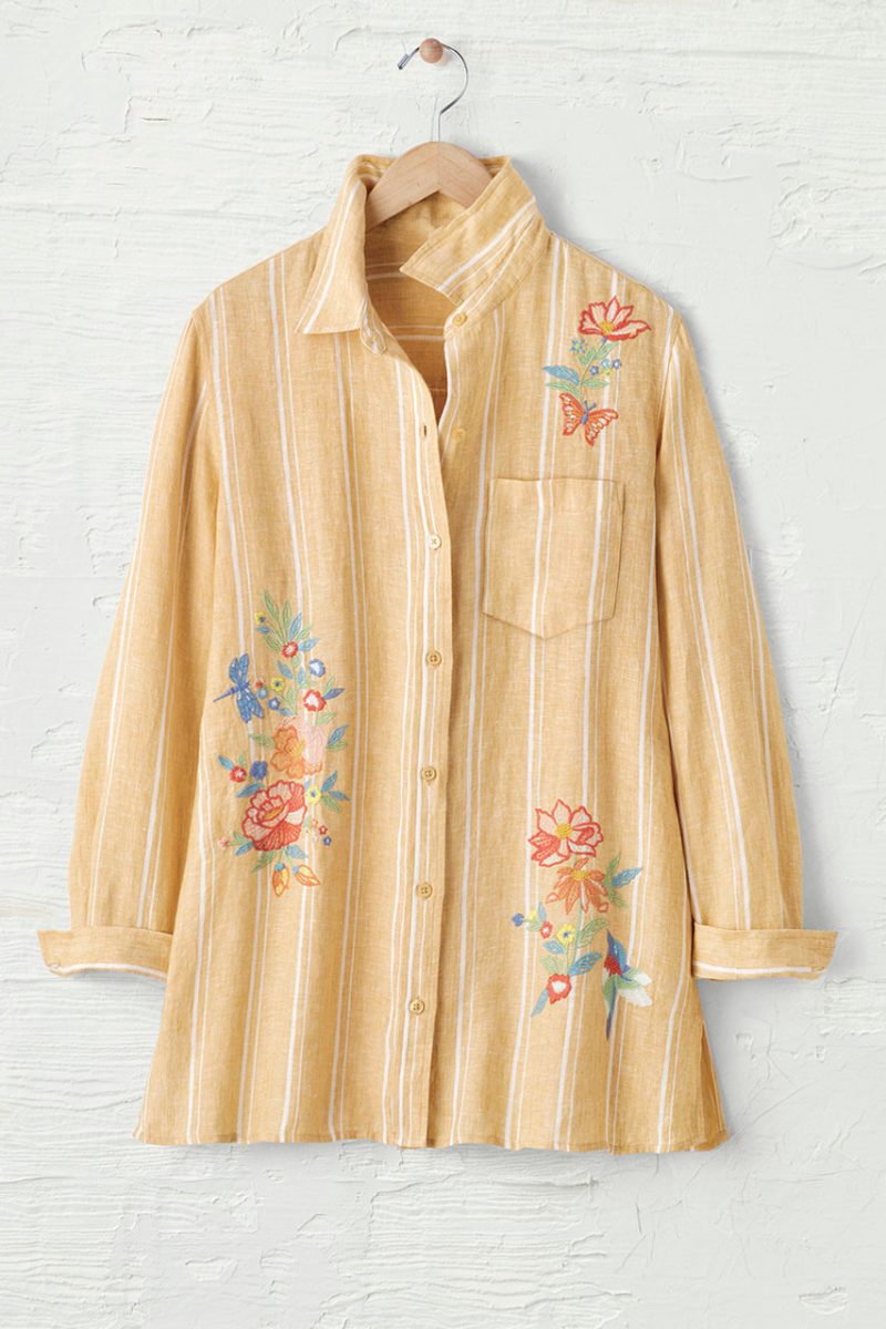 spring meadow linen big shirt dandelion multi 0 79630 49602