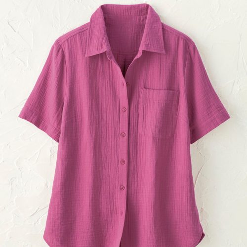 summer breeze gauze camp shirt azalea 0 50897