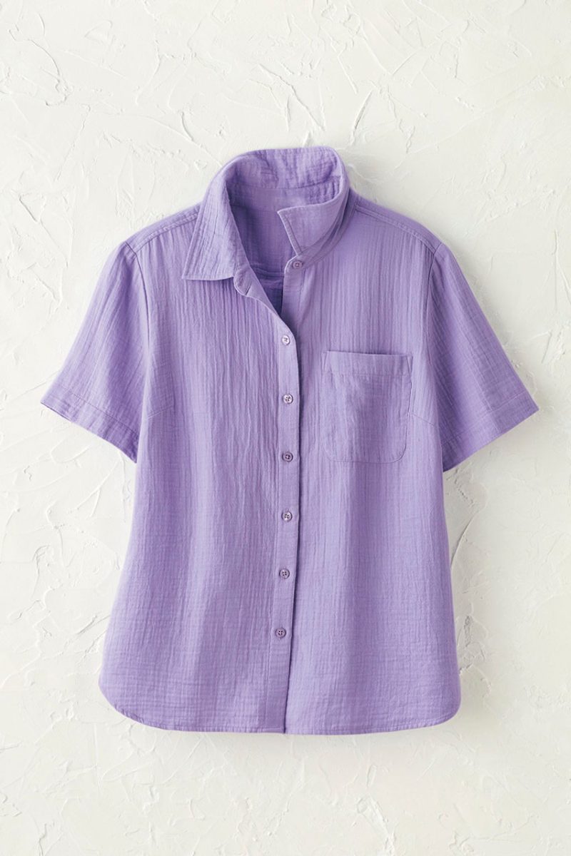 summer breeze gauze camp shirt lavender 9 10521