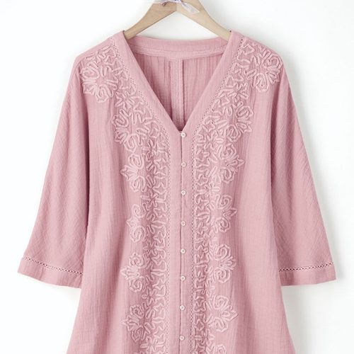 summer breeze gauze soutache blouse dusty pink 5 92890