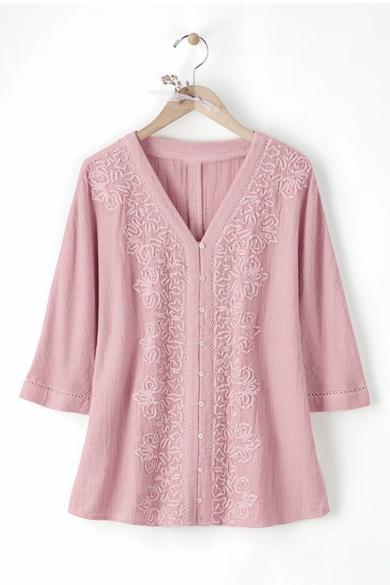 summer breeze gauze soutache blouse dusty pink 5 92890