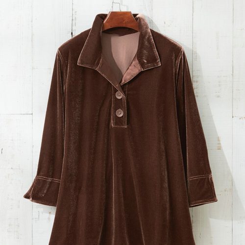 velvet popover tunic coffee 7 55265 10172