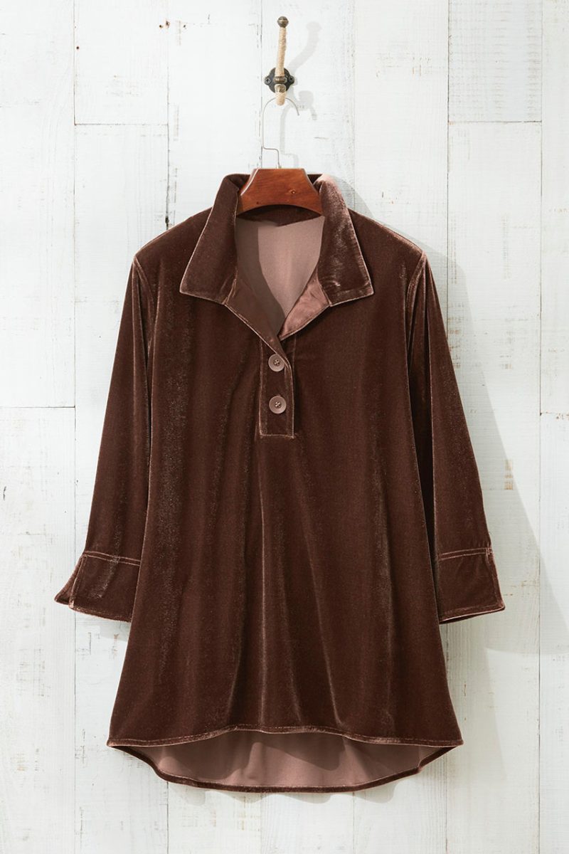 velvet popover tunic coffee 7 55265 10172